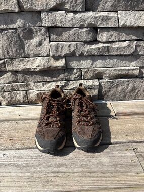 Columbia Men’s Crestwood Hiking Shoe, Camo Brown, heatwave , 8US